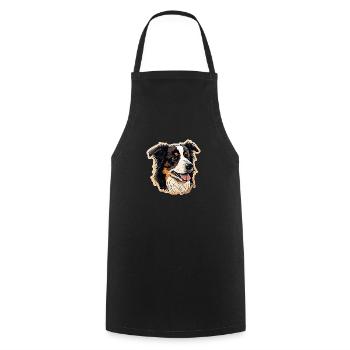Border Collie Dog - Cooking Apron - black - Front - AI Model Male 185 dark (185cm)
