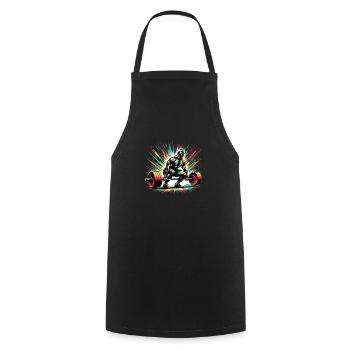 Powerlifting Energie: Kunst-Explosion - Kochschürze - Schwarz - Vorne - AI Model Male 185 dark (185cm)