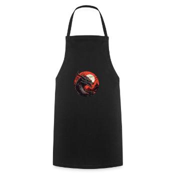Roter Nachtdrache - Kochschürze - Schwarz - Vorne - AI Model Male 185 dark (185cm)