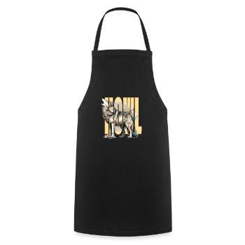 Loup hurlant - Tablier de cuisine - noir - Devant - AI Model Male 185 dark (185cm)