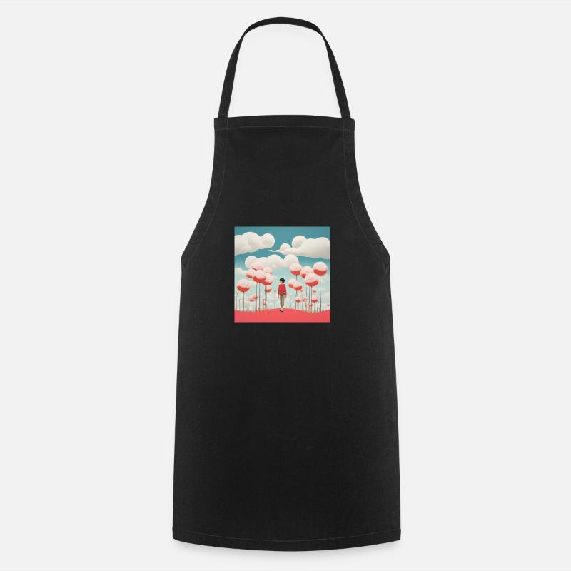 Celestial Whimsy: A Kuma-Inspired Journey in Silve - Cooking Apron - black