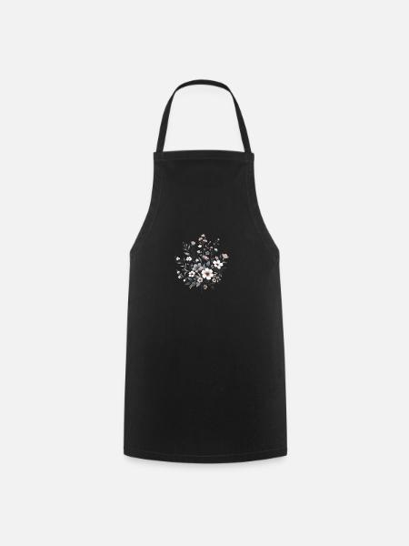Motif floral - Tablier de cuisine - noir