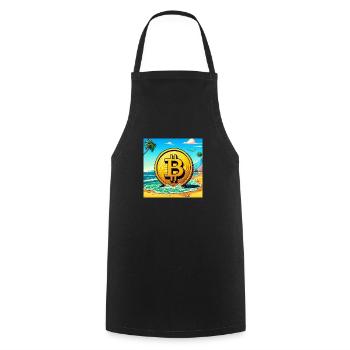 Bitcoin am Strand. - Kochschürze - Schwarz - Vorne - AI Model Male 185 dark (185cm)