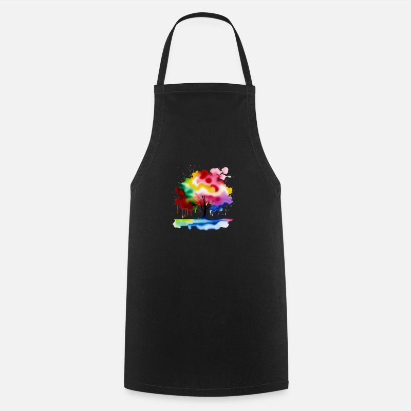 Arbre - éclaboussure de couleur - Tablier de cuisine - noir