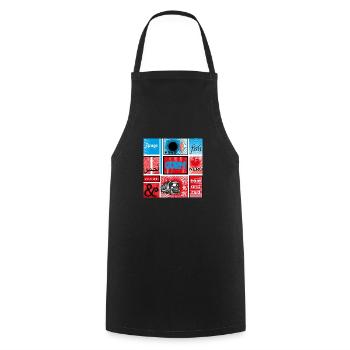 #10 ROUGE ET BLEU - Tablier de cuisine - noir - Devant - AI Model Male 185 dark (185cm)