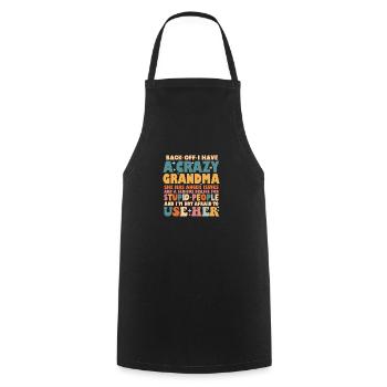 Back Off I Have A Crazy Grandma - Cooking Apron - black - Front - AI Model Male 185 dark (185cm)
