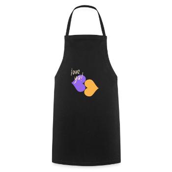 Love you , bisou bisou - Tablier de cuisine - noir - Devant - AI Model Male 185 dark (185cm)