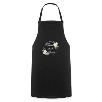 Brautzeugin Weiße Blume - passendes T-Shirt - Kochschürze - Schwarz - Vorne - AI Model Male 185 dark (185cm)