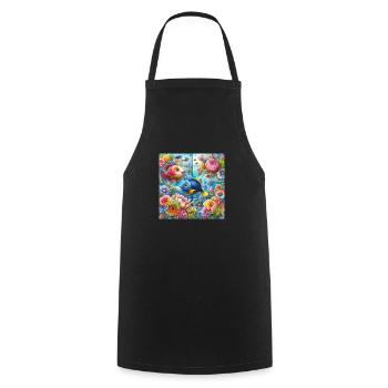 Happy fish the flowers of the seas - Cooking Apron - black - Front - AI Model Male 185 dark (185cm)