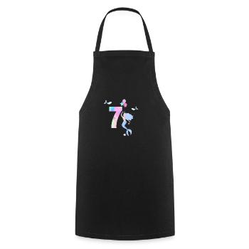 7e anniversaire sirène - Tablier de cuisine - noir - Devant - AI Model Male 185 dark (185cm)