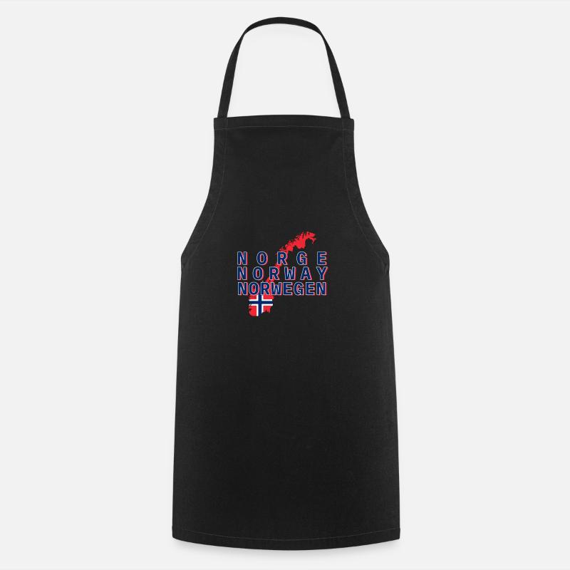 Norway 3 lettering with map 1 - Cooking Apron - black