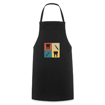 Dentiste vintage rétro - Tablier de cuisine - noir - Devant - AI Model Male 185 dark (185cm)