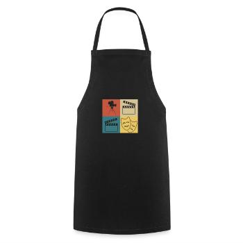 Retro Vintage Theater - Cooking Apron - black - Front - AI Model Male 185 dark (185cm)