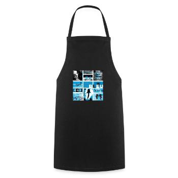#16 BLEU NOIR ET BLANC - Tablier de cuisine - noir - Devant - AI Model Male 185 dark (185cm)