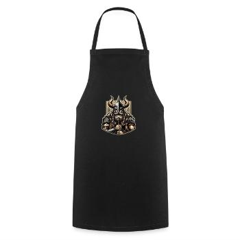 Viking Valor - Cooking Apron - black - Front - AI Model Male 185 dark (185cm)
