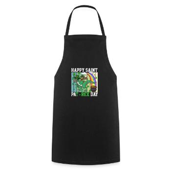 Happy Saint Pat-Rex Day Leprechaun With T-Rex - Cooking Apron - black - Front - AI Model Male 185 dark (185cm)