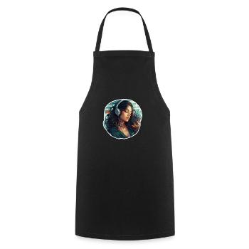Teenager listening to music - Cooking Apron - black - Front - AI Model Male 185 dark (185cm)