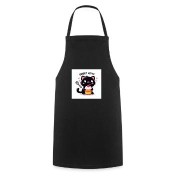 Sweet Kitty noir avec Cupcake et lettrage - Tablier de cuisine - noir - Devant - AI Model Male 185 dark (185cm)