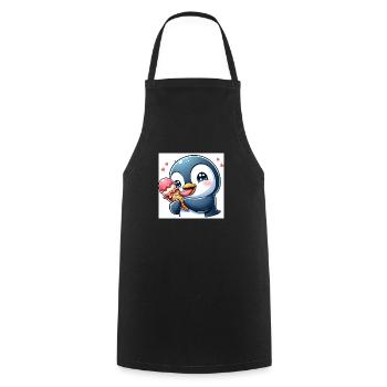 Süsser Pinguin am Softeis essen. Pinguin mit Eis - Cooking Apron - black - Front - AI Model Male 185 dark (185cm)