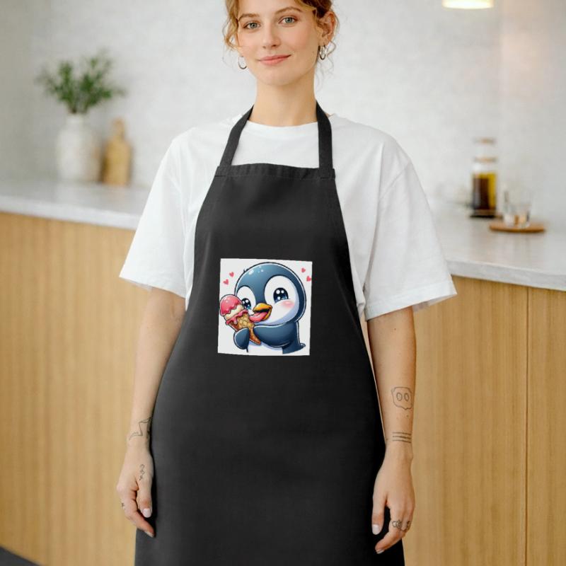 Süsser Pinguin am Softeis essen. Pinguin mit Eis Cooking Apron