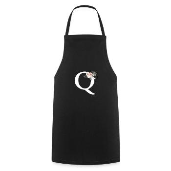 Tropical Floral Letter Q - Cooking Apron - black - Front - AI Model Male 185 dark (185cm)