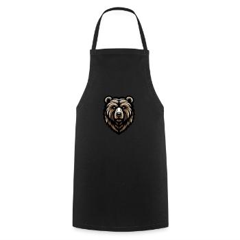 Brown Grizzly Bear Head Design - Cooking Apron - black - Front - AI Model Male 185 dark (185cm)