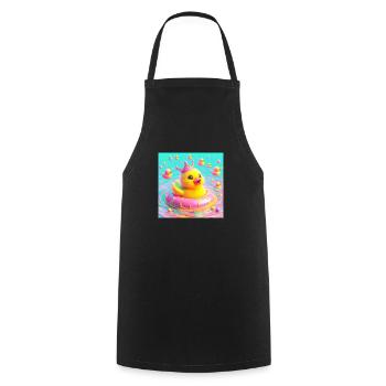 Canard de bain avec couronne en 3D Hyperréalisme Pastel - Tablier de cuisine - noir - Devant - AI Model Male 185 dark (185cm)