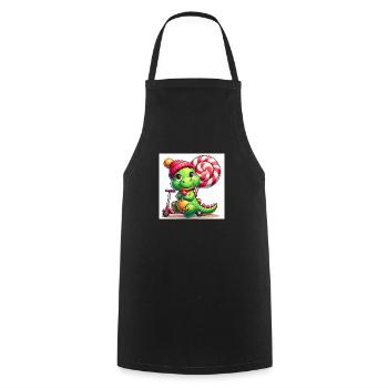 Crocodile green with hat lollipop and lollipop roller - Cooking Apron - black - Front - AI Model Male 185 dark (185cm)