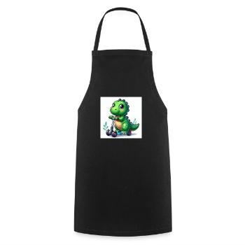 Green dinosaur on a scooter - Cooking Apron - black - Front - AI Model Male 185 dark (185cm)