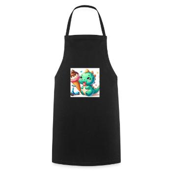 Dino green with cream cone and roller - Cooking Apron - black - Front - AI Model Male 185 dark (185cm)