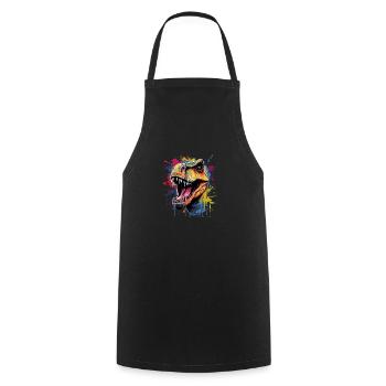 Dinosaure T-Rex - Tablier de cuisine - noir - Devant - AI Model Male 185 dark (185cm)