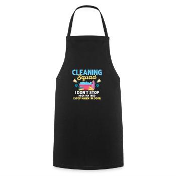 Équipe de nettoyage Je n’arrête pas le nettoyeur d’entretien ménager - Tablier de cuisine - noir - Devant - AI Model Male 185 dark (185cm)