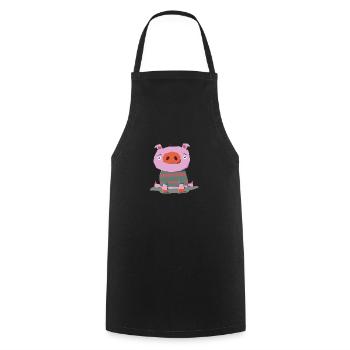 Bébé cochon - Tablier de cuisine - noir - Devant - AI Model Male 185 dark (185cm)