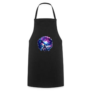 Découvrez les merveilles du cosmos avec le télescope - Tablier de cuisine - noir - Devant - AI Model Male 185 dark (185cm)