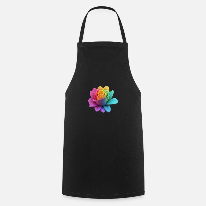 rainbow rose - Cooking Apron - black