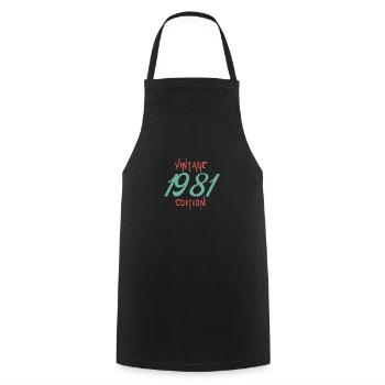 Jahrgang Ausgabe 1981 - Kochschürze - Schwarz - Vorne - AI Model Male 185 dark (185cm)