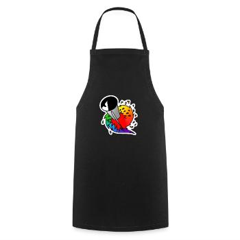Regenbogen Rakete : Sticky Queer Pride - Kochschürze - Schwarz - Vorne - AI Model Male 185 dark (185cm)
