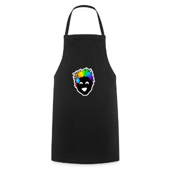 Nervöses, unsicheres Lachen : Sticky Queer Pride - Kochschürze - Schwarz - Vorne - AI Model Male 185 dark (185cm)