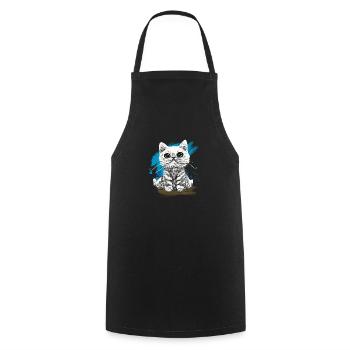 Happy Furry kitten tshirt - Cooking Apron - black - Front - AI Model Male 185 dark (185cm)