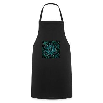 Abstraktes Kreisdesign auf schwarzem Hintergrund - Kochschürze - Schwarz - Vorne - AI Model Male 185 dark (185cm)