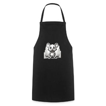 Mouse Cute Kids Drawing Comic - Cooking Apron - black - Front - AI Model Male 185 dark (185cm)