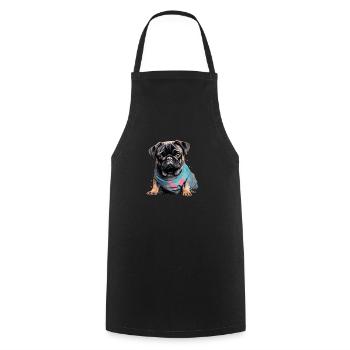 Cute Pug - Cooking Apron - black - Front - AI Model Male 185 dark (185cm)