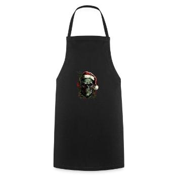 Schädel mit Weihnachtsmütze - Kochschürze - Schwarz - Vorne - AI Model Male 185 dark (185cm)