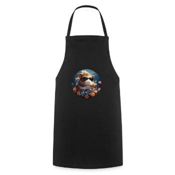 Cochons d’Inde et fleurs - Tablier de cuisine - noir - Devant - AI Model Male 185 dark (185cm)
