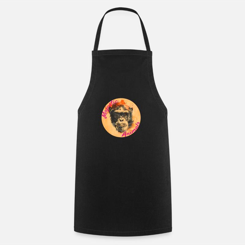 Majestic Animals: Clever Monkey - Cooking Apron - black