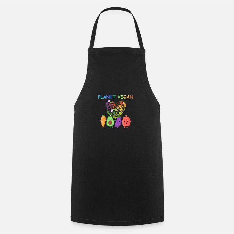 Planet Vegan -Vegetable Heart - Cooking Apron - black