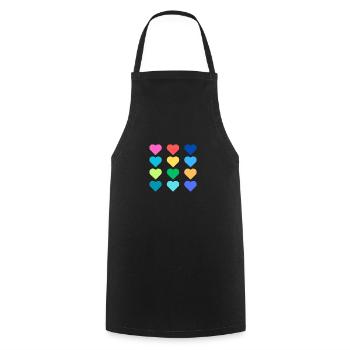Herz Vintage Retro Regenbogen Farben - Bunt - Cool - Kochschürze - Schwarz - Vorne - AI Model Male 185 dark (185cm)
