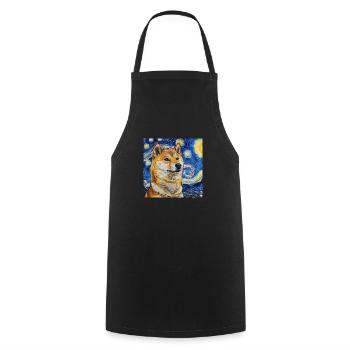 Shiba Inu Van Gogh - Tablier de cuisine - noir - Devant - AI Model Male 185 dark (185cm)