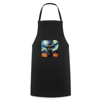 Halloween Black Cat Pumpkin Bat - Cooking Apron - black - Front - AI Model Male 185 dark (185cm)