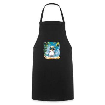 Drôle d’oiseau part en vacances sous les palmiers - Tablier de cuisine - noir - Devant - AI Model Male 185 dark (185cm)